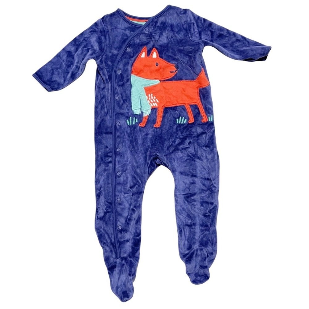 John Lewis Baby Velour Fox Pajamas Onesie Size 9-12 Months
